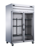Omcan 50119 - 54″ Two (2) Glass Door Top Mounted Reach-In Refrigerator, 43.1 cu.ft. (1220 L), Stainless Steel
