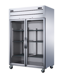 Omcan 50119 - 54″ Two (2) Glass Door Top Mounted Reach-In Refrigerator, 43.1 cu.ft. (1220 L), Stainless Steel