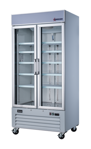 Omcan 50126 - 40" Two (2) Glass Door Display Refrigerator, 31.5 cu.ft. (892 L), White