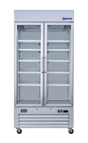 Omcan 50126 - 40" Two (2) Glass Door Display Refrigerator, 31.5 cu.ft. (892 L), White