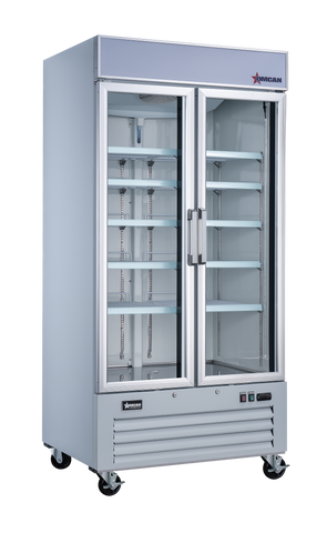 Omcan 50126 - 40" Two (2) Glass Door Display Refrigerator, 31.5 cu.ft. (892 L), White