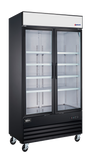 Omcan 50128 - 40" Two (2) Glass Door Display Refrigerator, 31.5 cu.ft. (892 L), Black