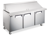 Omcan 59130 - Aurora 71″ Three (3) Door Mega Top Refrigerated Prep Table, 19.5 cu.ft. (553 Liter), Stainless Steel