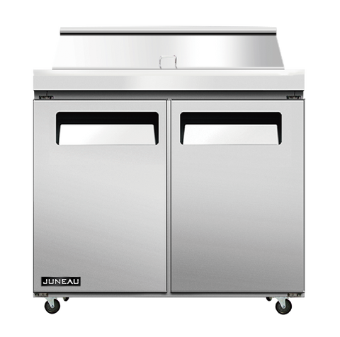 Omcan 58006 - Juneau 36″ Two (2) Door Refrigerated Prep Table, 4.9 cu.ft (138 L), Stainless Steel