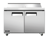 Omcan 58008 - Juneau 60″ Two (2) Door Refrigerated Prep Table, 8.9 cu.ft (249 L), Stainless Steel