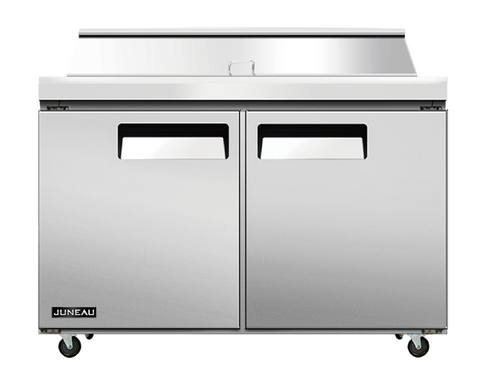 Omcan 58008 - Juneau 60″ Two (2) Door Refrigerated Prep Table, 8.9 cu.ft (249 L), Stainless Steel
