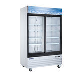 Omcan 59032 - Aurora 54″ Two (2) Sliding Glass Door Display Refrigerator with Lightbox, 45 cu.ft. (1274 L), White
