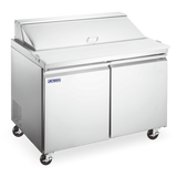Omcan 59050 - Aurora 47″ Two (2) Door Mega Refrigerated Prep Table, 9.5 cu.ft. (269 Liter), Stainless Steel