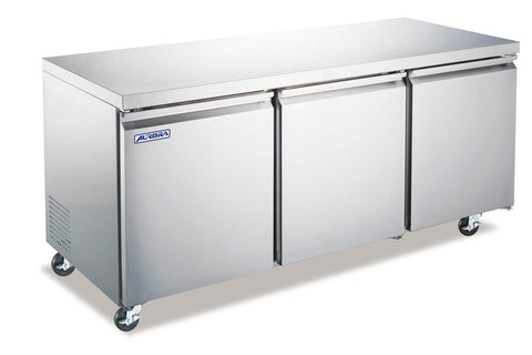 Omcan 59091 - Aurora 72″ Three (3) Door Undercounter Refrigerator, 16 cu.ft. (440L), Stainless Steel