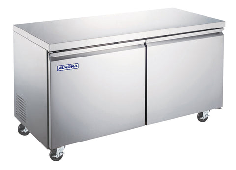 Omcan 59093 - Aurora 60″ Two (2) Door Undercounter Refrigerator, 15 cu.ft. (425L), Stainless Steel