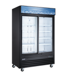 Omcan 59132 - Aurora 54″ Two (2) Sliding Glass Doors Display Refrigerator with Lightbox, 45 cu.ft. (1274 L), Black
