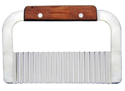 Omcan 80006 - 7 1/4″ Stainless Steel Crinkle Cut Serrator with Wooden Handle
