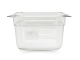Omcan 80040 - GN 1/6 Sixth-size Polycarbonate Clear Food Pan, 4″ Deep