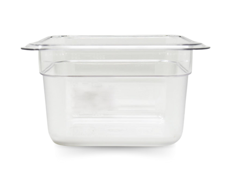 Omcan 80040 - GN 1/6 Sixth-size Polycarbonate Clear Food Pan, 4″ Deep