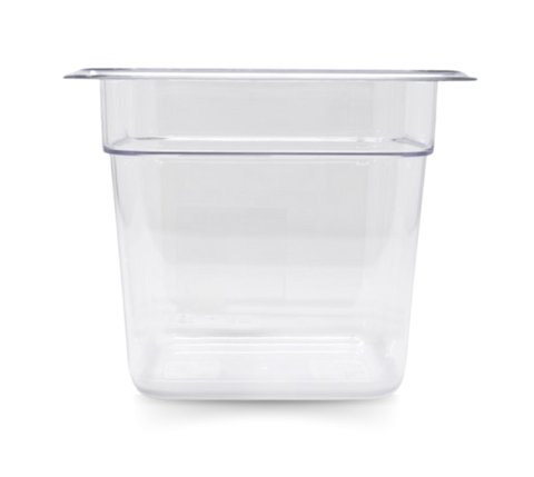 Omcan 80048 - GN 1/6 Sixth-size Polycarbonate Clear Food Pan, 6″ Deep