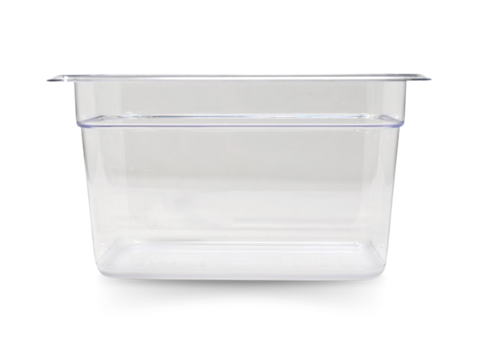 Omcan 80053 - GN 1/4 Fourth-size Polycarbonate Clear Food Pan, 6″ Deep