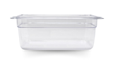 Omcan 80062 - GN 1/4 Fourth-size Polycarbonate Clear Food Pan, 4″ Deep