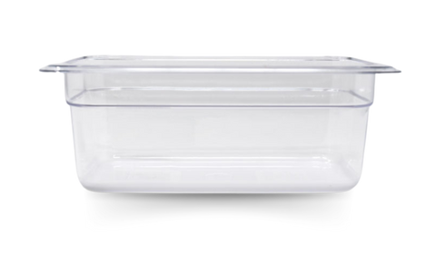 Omcan 80062 - GN 1/4 Fourth-size Polycarbonate Clear Food Pan, 4″ Deep