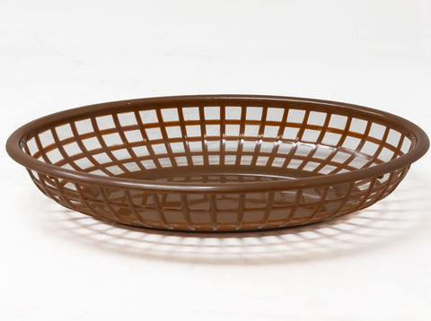 Omcan 80358 - 9 1/4″ x 5 3/4″ Plastic Oval Fast Food Serving Basket- Brown