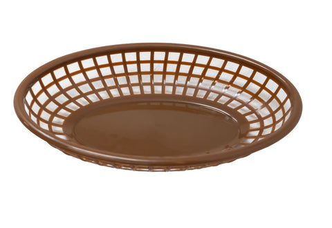 Omcan 80358 - 9 1/4″ x 5 3/4″ Plastic Oval Fast Food Serving Basket- Brown