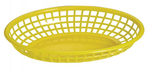 Omcan 80361 - 9 1/4″ x 5 3/4″ Plastic Oval Fast Food Serving Basket – Yellow