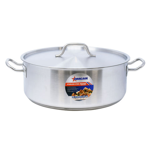 Omcan 80428 - 20 qt Stainless Steel Brazier with Lid