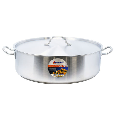Omcan 80430 - 30 qt Stainless Steel Brazier with Lid