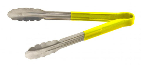Omcan 80547 - 12" Heavy-Duty Utility Tongs with Yellow Plastic Handle