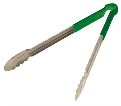 Omcan 80549 - 16" Heavy-Duty Utility Tongs with Green Plastic Handle