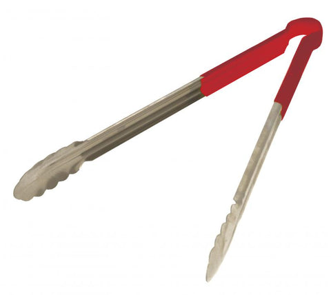 Omcan 80551 - 16" Heavy-Duty Utility Tongs with Red Plastic Handle