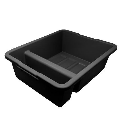 Omcan 81075 - 21″ x 17″ x 7″ Polypropylene Black Divided Bus Box / Dish Box