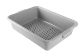 Omcan 81256 - 21.5″ x 15.5″ x 5″ Standard Polypropylene Perforated Gray Bus Box