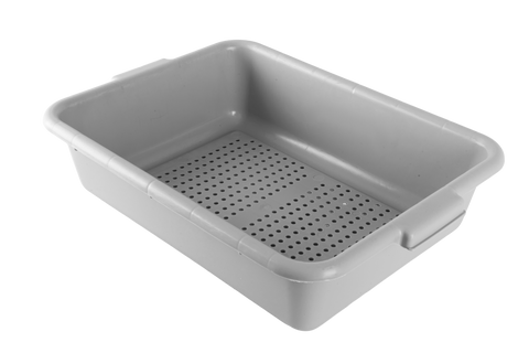 Omcan 81256 - 21.5″ x 15.5″ x 5″ Standard Polypropylene Perforated Gray Bus Box