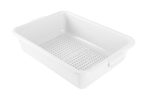 Omcan 81257 - 21.5″ x 15.5″ x 5″ Standard Polypropylene Perforated White Bus Box