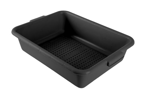 Omcan 81258 - 21.5″ x 15.5″ x 5″ Standard Polypropylene Perforated Black Bus Box