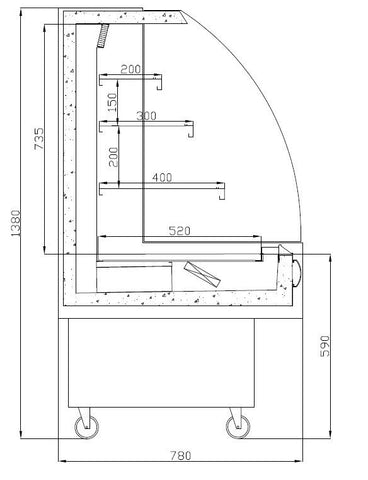 YOKOHAMA R-12 GLASS - Wall-mounted refrigerated display case COLD